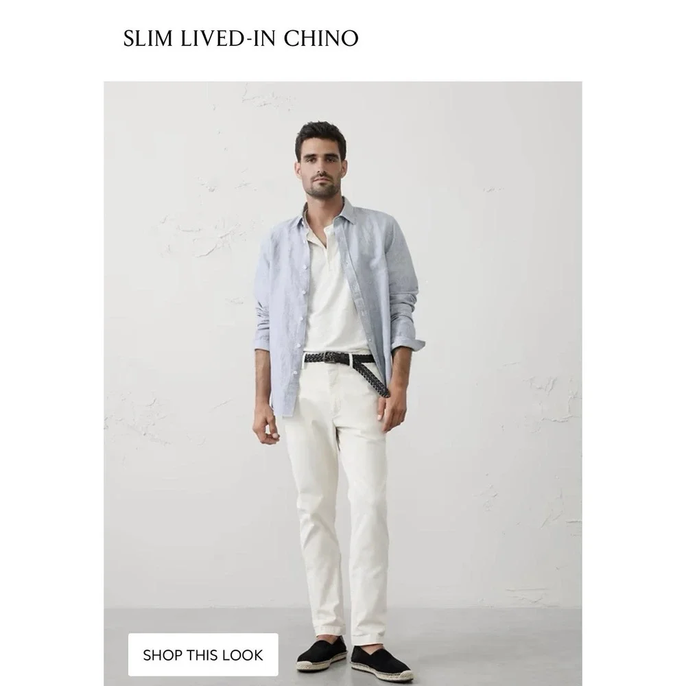Banana Republic Slim Lived-In Chino Pant Transition Cream 38 X 36